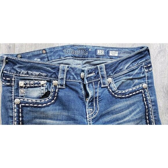 MISS ME WOMEN'S EMBELLISHED BLUE DENIM JEAN STYLE JE554582L SIZE 28  INSEAM 31 - Picture 8 of 12